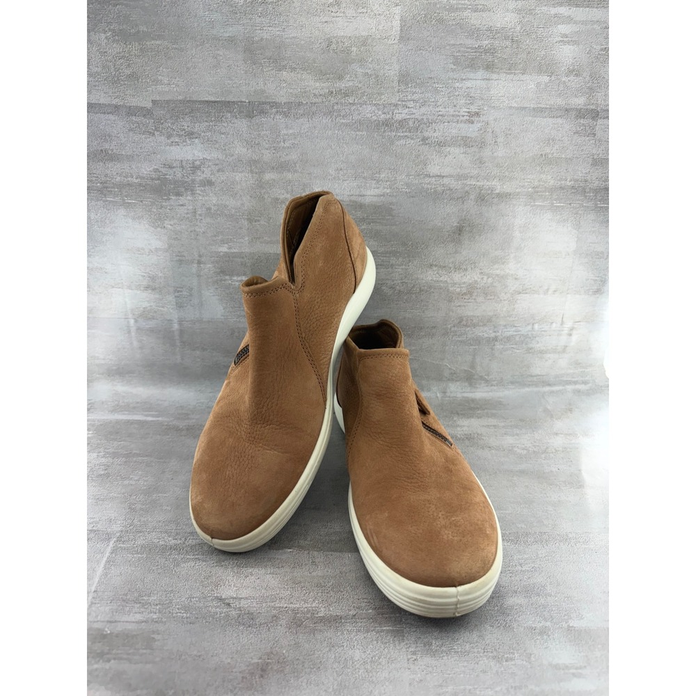 ECCO Soft 7 Tred Zip Booties Camel Brown Nubuck Leather Women Sz 8-8.5 430243